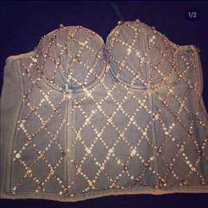 Denim Rhinestone Corset
